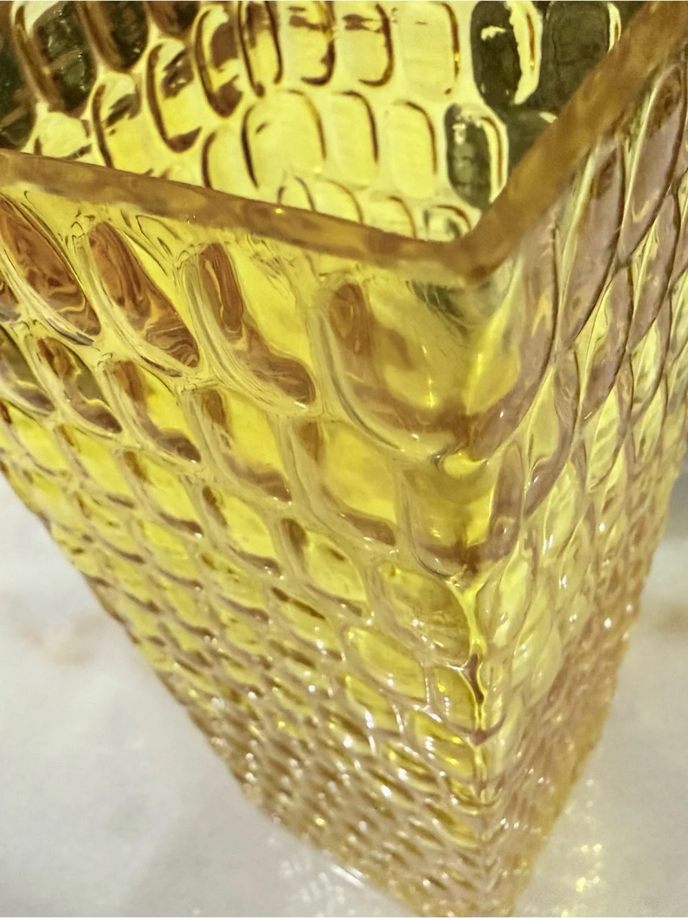 Vintage Amber Glass Square Vase 8